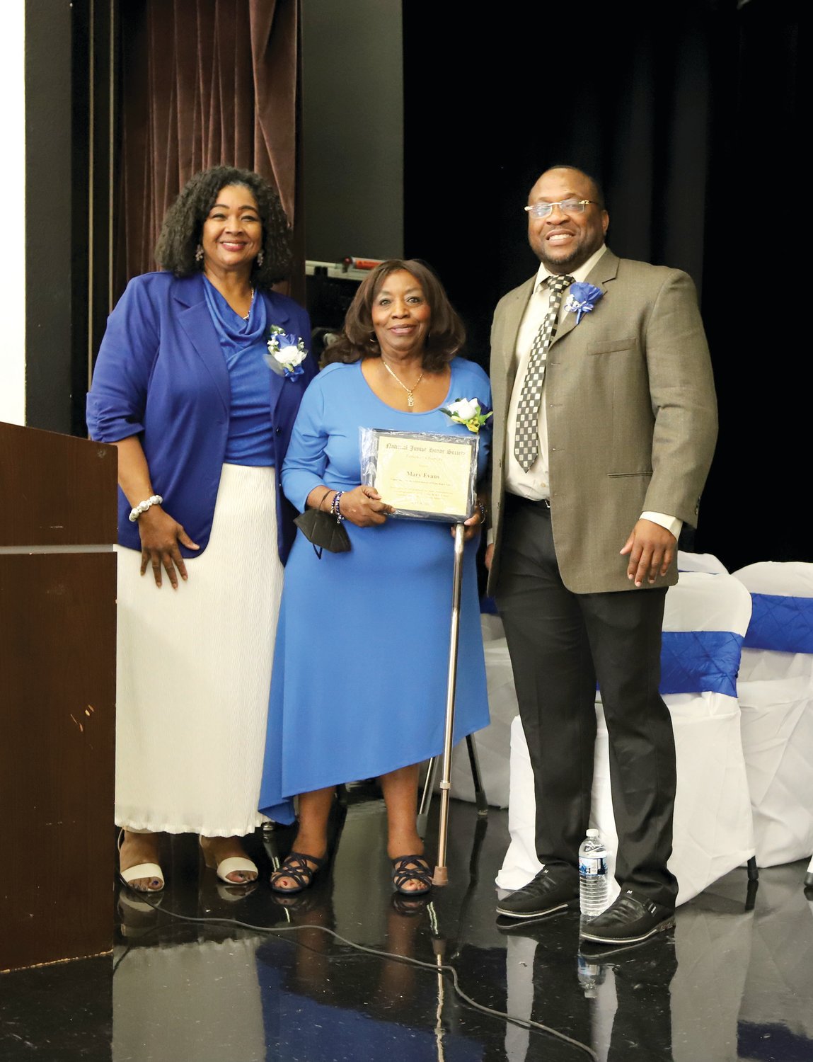 Left to right: Ms. Machele Martin - NJHS Adviser, Ms. Mary Evans - consultant with the School District of Palm Beach County, and Pahokee Middle High School Principal, Mr. Dwayne Dennard.